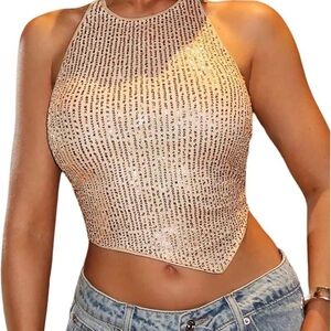 Elegant Beige Sleeveless Tank Top